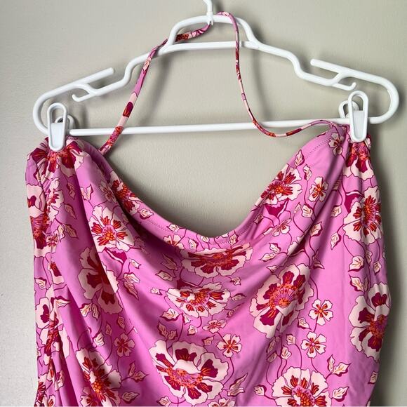 J.Crew Women’s Pink Floral Ruched One Piece Swimsuit Size 22 - Picture 2 of 7